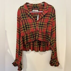 We The Free Plaid Shirt Jacket Size L